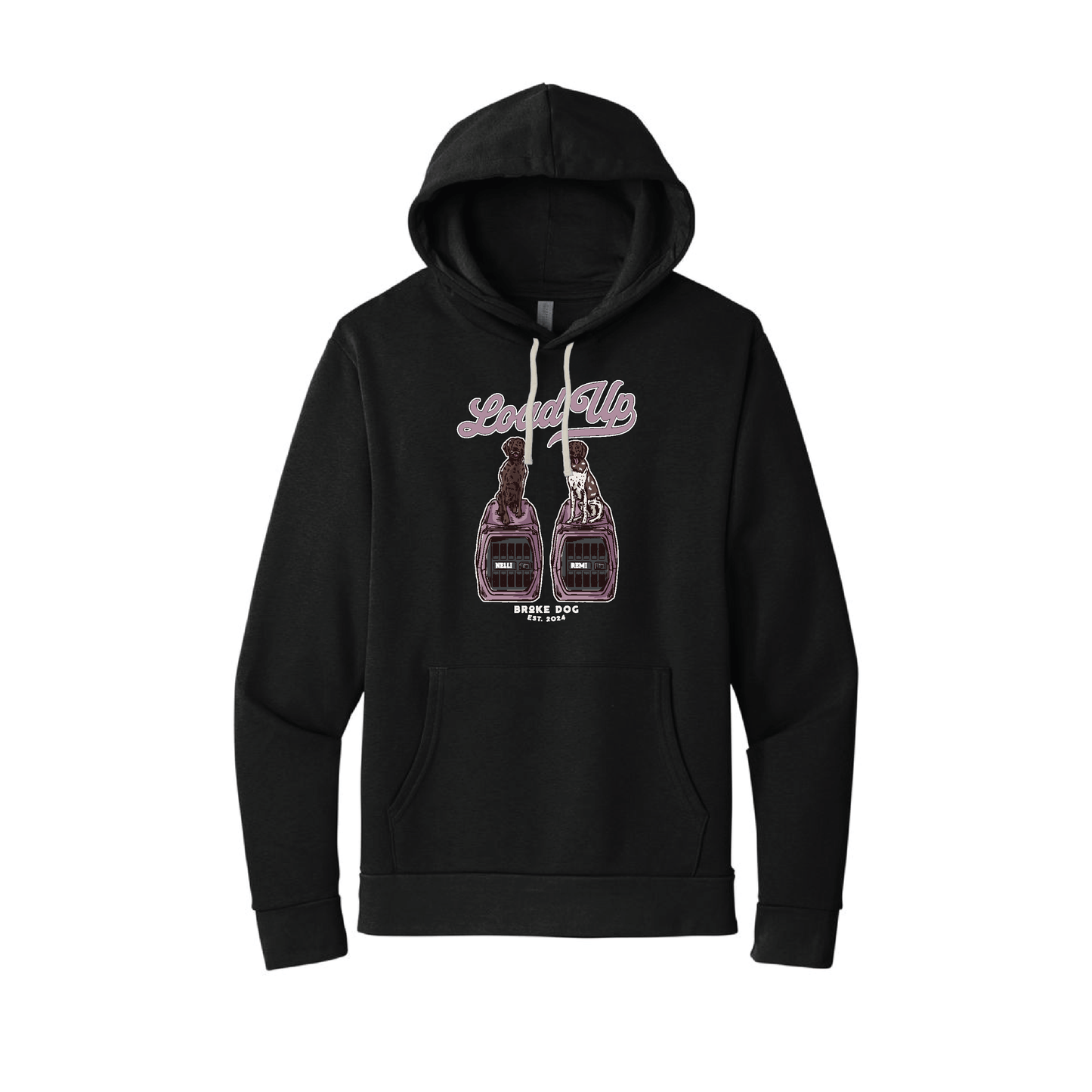 Load Up hoodie featuring soft fleece fabric, sueded jersey-lined hood, and front pocket, ideal for cozy comfort.