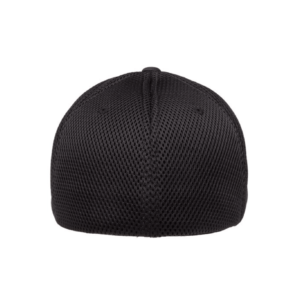 Back view of the black Flex Fit cap featuring breathable mesh material and a sleek design for dog lovers.