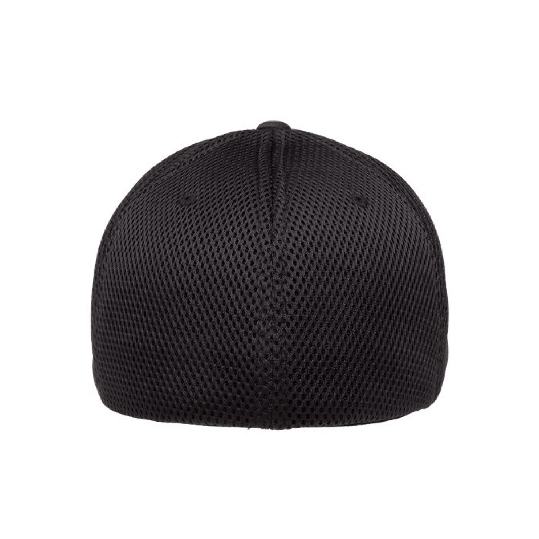 Back view of the black Flex Fit cap featuring breathable mesh material and a sleek design for dog lovers.