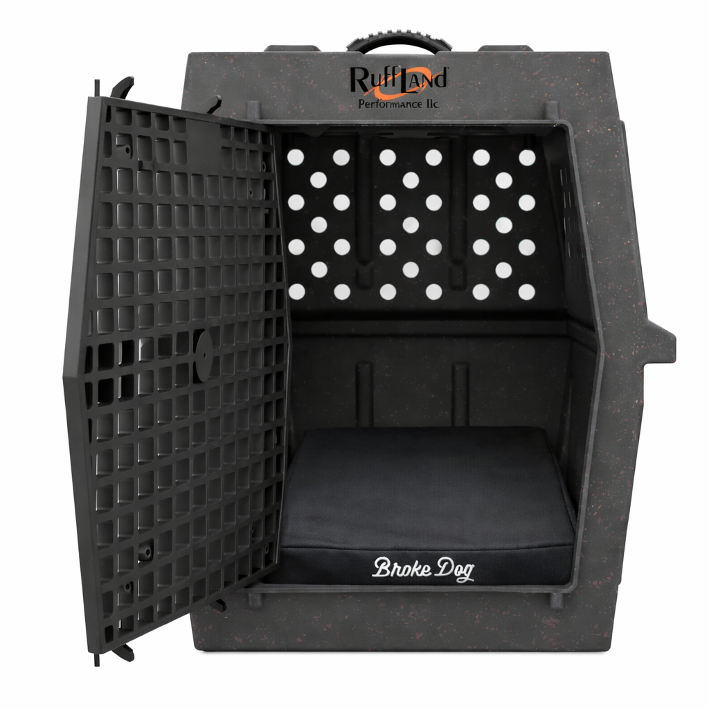 Ruffland Dog Kennel Pad - Venture Pro inside a kennel, waterproof and durable design for comfort.