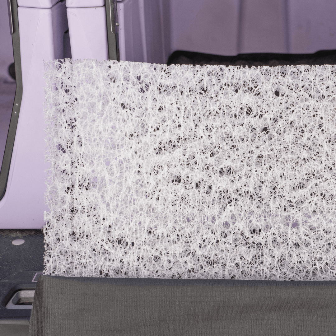 Close-up of the Broke Dog Venture Pro Kennel Pad insert, showcasing its waterproof and durable material in a kennel.