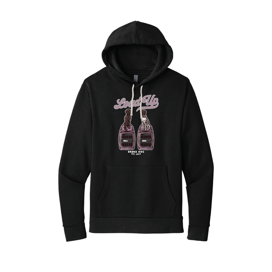 Load Up hoodie featuring soft fleece fabric, sueded jersey-lined hood, and front pocket, ideal for cozy comfort.