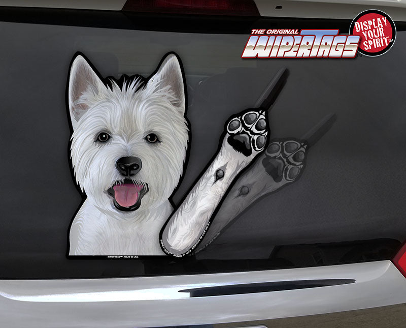 Maggie the Westie Waving Dog WiperTags