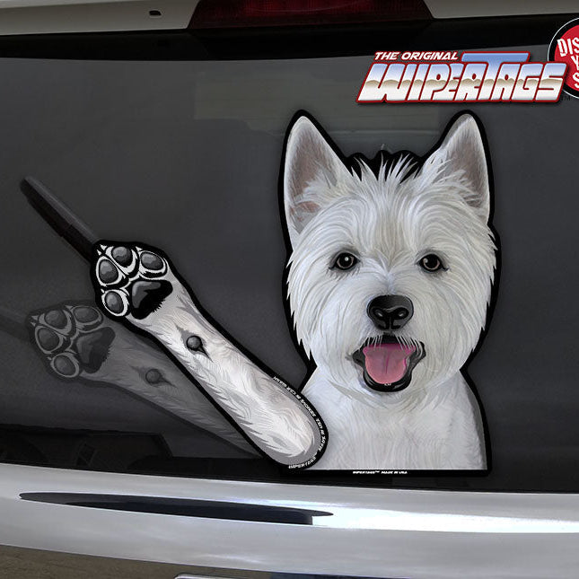 Maggie the Westie Waving Dog WiperTags